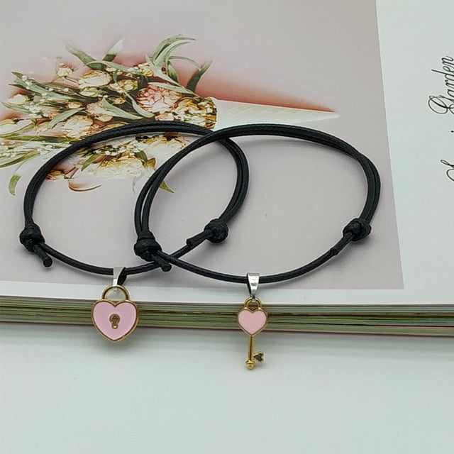 New Fashion Couple Bracelet Stitching Heart Bracelets Women Cute Cat