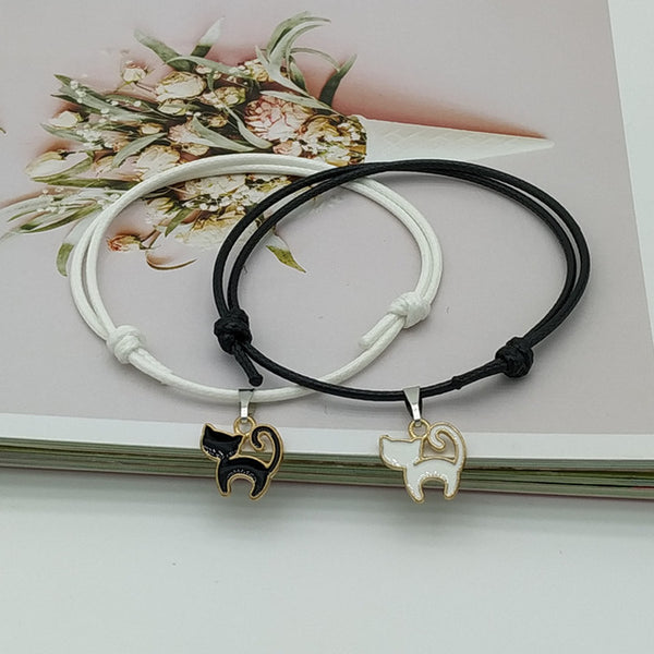 New Fashion Couple Bracelet Stitching Heart Bracelets Women Cute Cat