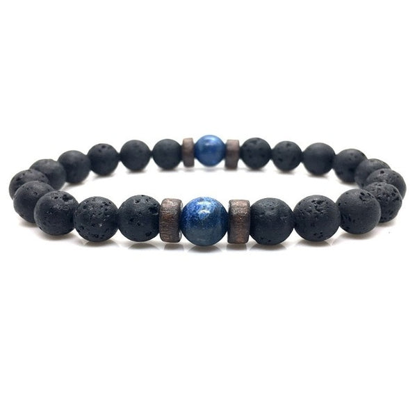 Men Bracelet Natural Moonstone Bead Tibetan Buddha Bracelet chakra Lava Stone