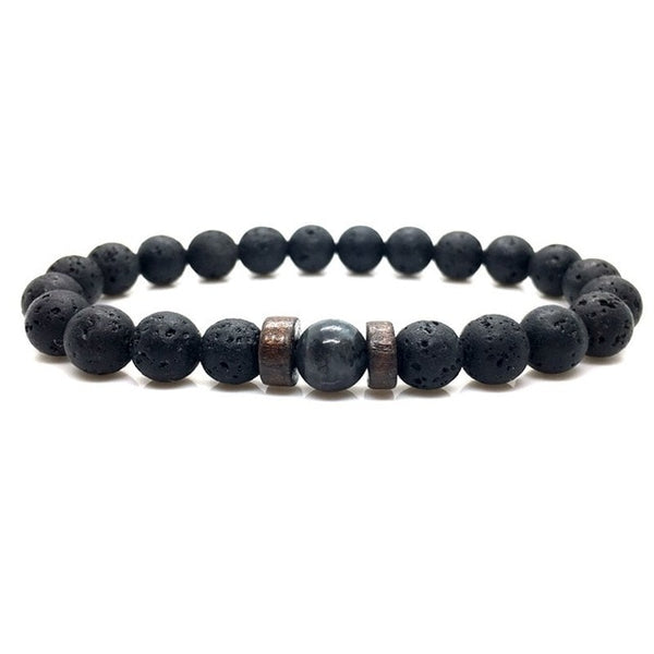 Men Bracelet Natural Moonstone Bead Tibetan Buddha Bracelet chakra Lava Stone
