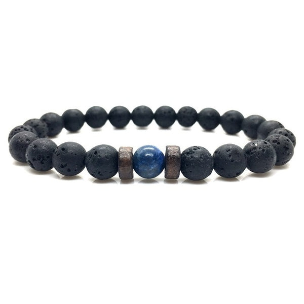 Men Bracelet Natural Moonstone Bead Tibetan Buddha Bracelet chakra Lava Stone