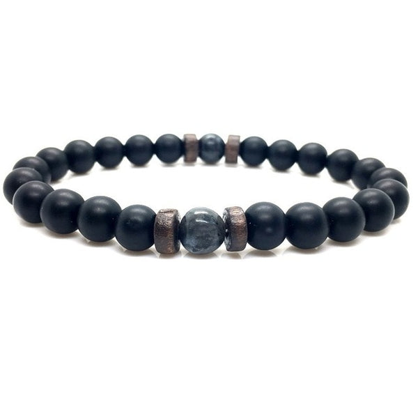 Men Bracelet Natural Moonstone Bead Tibetan Buddha Bracelet chakra Lava Stone