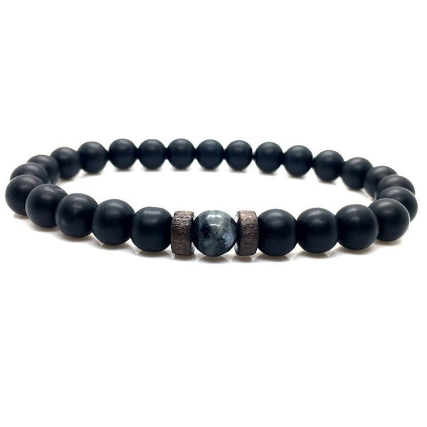 Men Bracelet Natural Moonstone Bead Tibetan Buddha Bracelet chakra Lava Stone