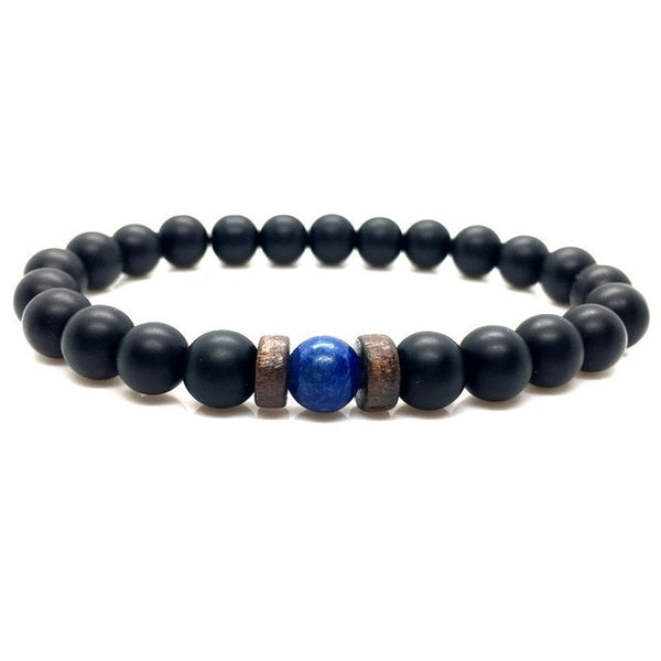Men Bracelet Natural Moonstone Bead Tibetan Buddha Bracelet chakra Lava Stone
