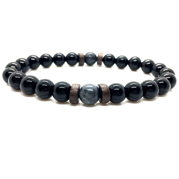 Men Bracelet Natural Moonstone Bead Tibetan Buddha Bracelet chakra Lava Stone