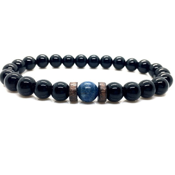 Men Bracelet Natural Moonstone Bead Tibetan Buddha Bracelet chakra Lava Stone
