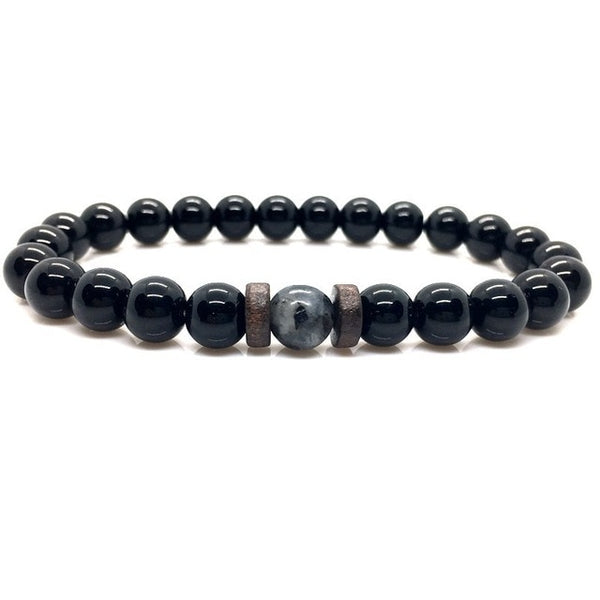 Men Bracelet Natural Moonstone Bead Tibetan Buddha Bracelet chakra Lava Stone